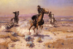 Western Fabric, Cowboys Roping a Wolf Fabric, Charles Russell Painting 1164 - Beautiful Quilt 