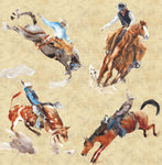 Western Fabric, Bucking horse, bulls, Cotton or Fleece 2218 - Beautiful Quilt 
