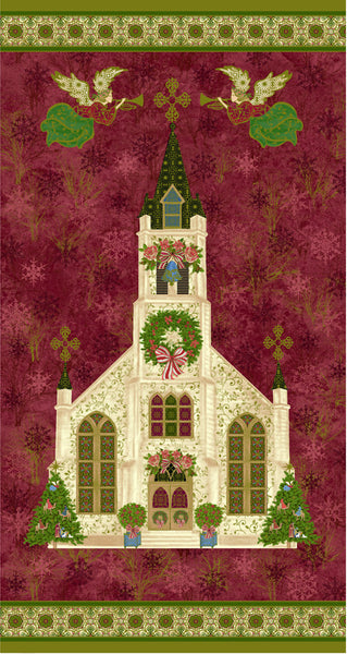 Christmas Fabric, Silent Night, Cathedral Panel 5079 - Beautiful Quilt 