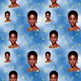 Women of Color Fabric, Black Women Fabric on Blue, Cotton or Fleece, 3875 - Beautiful Quilt 