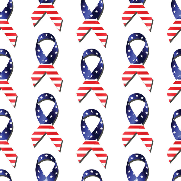 Patriotic Fabric, Red White and Blue Awareness Ribbons, Cotton or Fleece 7124 - Beautiful Quilt 