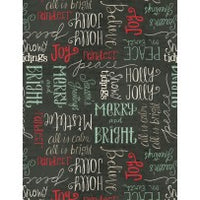 Christmas Fabric, Frosted Holiday, Writing Black 5784 - Beautiful Quilt 