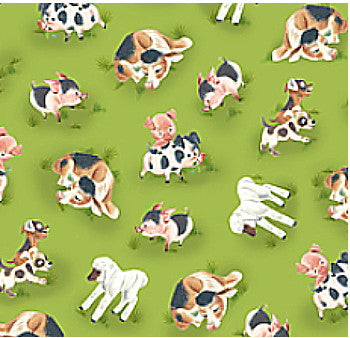 Baby animal fabric, lamb, pig and cow Farm Fabric 3311 - Beautiful Quilt 