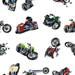 Motorcycle Fabric, Motorcycles Tossed All Over, Cotton or Fleece 1686 - Beautiful Quilt 