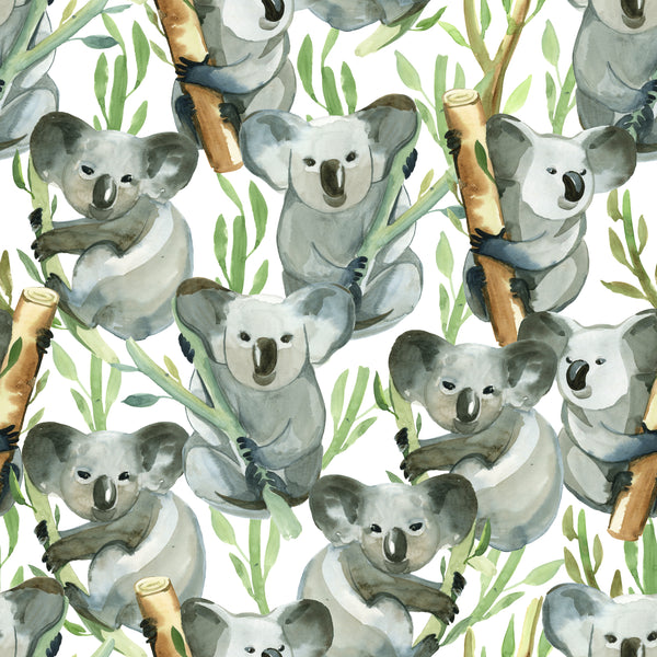 Australian Fabric, Watercolor Koala Bears, Cotton or Fleece 2208