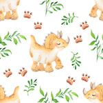 Dinosaur Fabric, Children's Dinosaur Fabric, Cute Cream Dino, Cotton or Fleece 2069 - Beautiful Quilt 