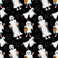 Halloween Fabric, Children's Ghost Fabric on black, Cotton or Fleece, 4032 - Beautiful Quilt 