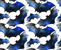 Halloween Fabric, Bat Fabric, Blue and Black Bats on white fabric, Cotton or Fleece, 4025 - Beautiful Quilt 