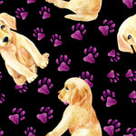 Dog Fabric, Labrador Fabric Puppies on Black, Cotton or Fleece, 3316 - Beautiful Quilt 