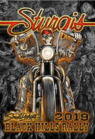 Motorcycle Fabric, Sturgis South Dakota Motorcycle Rally Fabric Panel, 1919 - Beautiful Quilt 