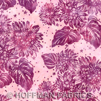 Batik Fabric Hoffman Fabric flower and leave pink 2516 - Beautiful Quilt 