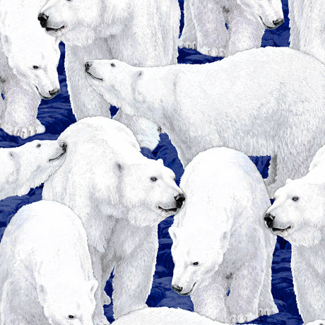 Wildlife Fabric Polar Bear Fabric Northern Lights 5011 - Beautiful Quilt 