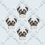 Dog Fabric, Pug Fabric, Pugs with Bones on blue, Cotton or Fleece 5714 - Beautiful Quilt 