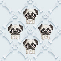 Dog Fabric, Pug Fabric, Pugs with Bones on blue, Cotton or Fleece 5714 - Beautiful Quilt 