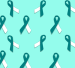 Cancer Fabric, Cervical Cancer Ribbons on Teal, Cotton or Fleece 886 - Beautiful Quilt 