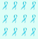 Ovarian Cancer Fabric, Curled Teal Ribbon Fabric, Cotton or fleece, 3547 - Beautiful Quilt 