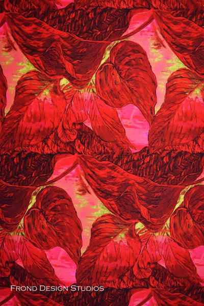 Z Flower Fabric Frond Una's Garden Leaf Red 5172 - Beautiful Quilt 