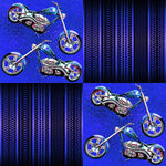 Motorcycle Fabric, Blue Choppers and Tire Treads, Cotton or Fleece 1905 - Beautiful Quilt 