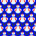 Christmas Fabric, Snowman Fabric on Royal Blue, Cotton or Fleece, 3337 - Beautiful Quilt 
