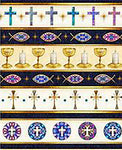 Religious Fabric, Christian Symbol Border Fabric, 2100 - Beautiful Quilt 