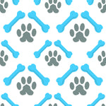 Dog Fabric, Bones and Paws Blue, Cotton or Fleece 702 - Beautiful Quilt 