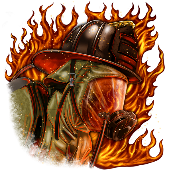 Fire Fighter Fabric, Custom Print Panel, Firefighter in Helmet 5770 ...