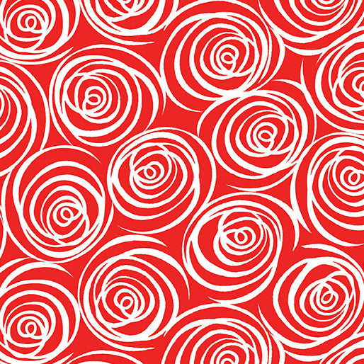 Blender Fabric, That Ends Wool, Red with White Swirls 5856 - Beautiful Quilt 