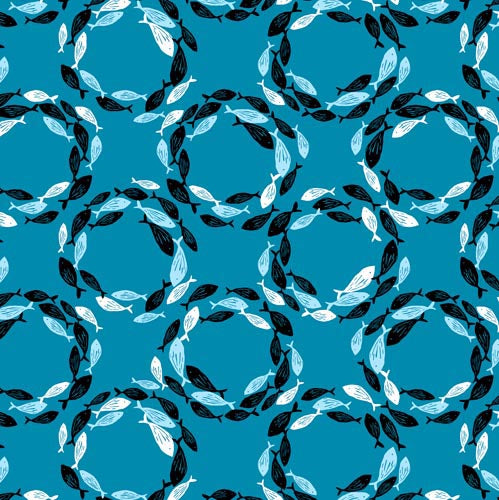 Ocean Fabric Andover Tides Fish Swimming in Circles 4780 - Beautiful Quilt 