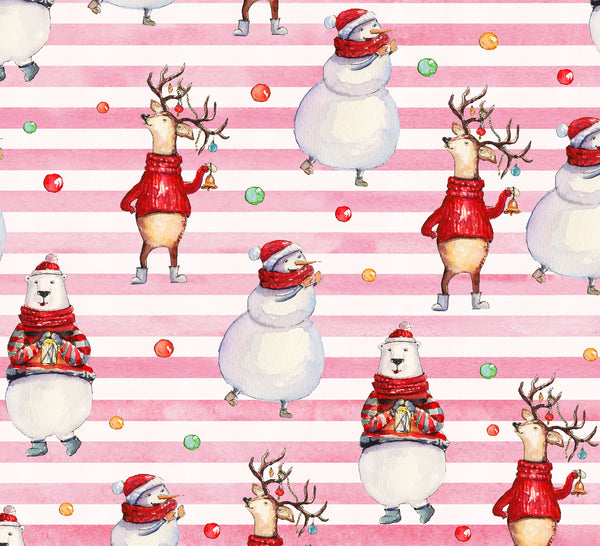 Novelty Christmas Fabric, Reindeer and Snowman Fabric, Cotton or Fleece, 1294 - Beautiful Quilt 