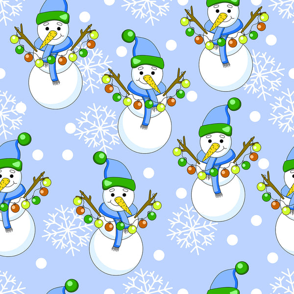 Christmas Fabric, Novelty Snowman Fabric 1297 - Beautiful Quilt 