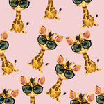 Children's Fabric, Giraffe Fabric with Glasses on pink , Cotton or Fleece 1309 - Beautiful Quilt 