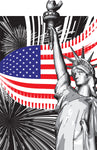 Patriotic Fabric, Statue of Liberty Fabric, Custom Print Panel, American Flag 5750 - Beautiful Quilt 