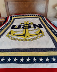 Military Fabric, Navy Fabric, Completed quilt with Logo, Not for Sale. 2218 - Beautiful Quilt 