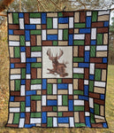 Deer Quilt in the woods-Not for Sale-3778 - Beautiful Quilt 