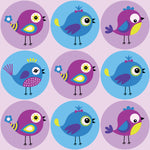 Children's Fabric, Purple Birdies Fabric, Cotton or Fleece 2082 - Beautiful Quilt 