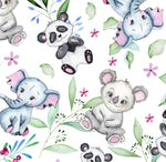 Children's Animal Fabric, Watercolor, Elephant and Bears, Cotton or Fleece 2283 - Beautiful Quilt 