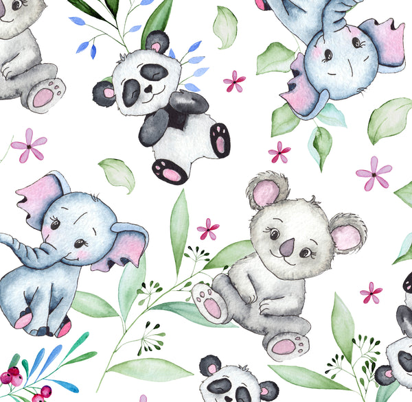 Cotton Fabric - Childrens Fabric - Lullaby Tossed Baby Animals
