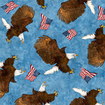 Patriotic Fabric, Eagle Fabric on Blue with Flags, 2277 - Beautiful Quilt 