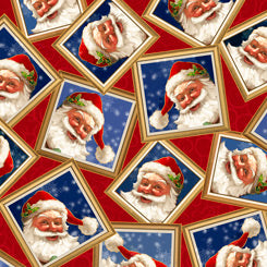 Christmas Fabric, Tossed Santa Fabric, 3407 - Beautiful Quilt 
