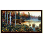 Deer Fabric, Moose Country Fabric Panel, 3408 - Beautiful Quilt 