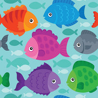Childrens Fabric, Custom Print Fabric, Multi Size Whimsical Fish, cotton or fleece 5596 - Beautiful Quilt 