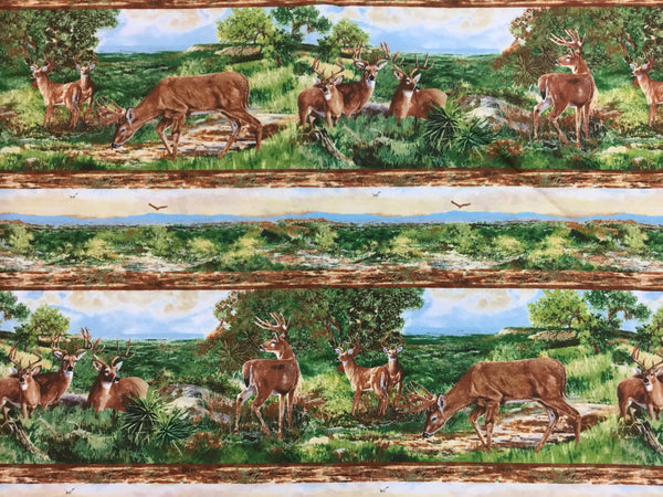 Flannel Fabric, Wildlife Fabric, A Change of Scenery, Deer Border Fabric 7225 - Beautiful Quilt 