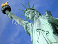 Patriotic Fabric, Custom Print Fabric, Statue of Liberty Against blue sky 5748 - Beautiful Quilt 