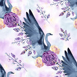 Bird Fabric, Swan Fabric, Blue-Gray and Purple, Cotton or Fleece, 3811 - Beautiful Quilt 