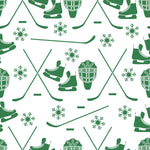 Sports Fabric, Ice Hockey Fabric, Ice Hockey Equipment Green, Cotton or Fleece 3971 - Beautiful Quilt 