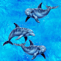 Ocean Fabric, 3 Dolphin Fabric Panel, 2154 - Beautiful Quilt 