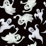 Halloween Fabric, Ghost Fabric on Black, Cotton or Fleece, 4023 - Beautiful Quilt 