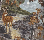 Wildlife Fabric,  Deer Fabric, Real Tree, Moonlit Night 4042 - Beautiful Quilt 