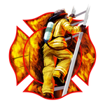 Fire Fighter Fabric, Custom Print Panel, Firefighter climbing a ladder 5768 - Beautiful Quilt 