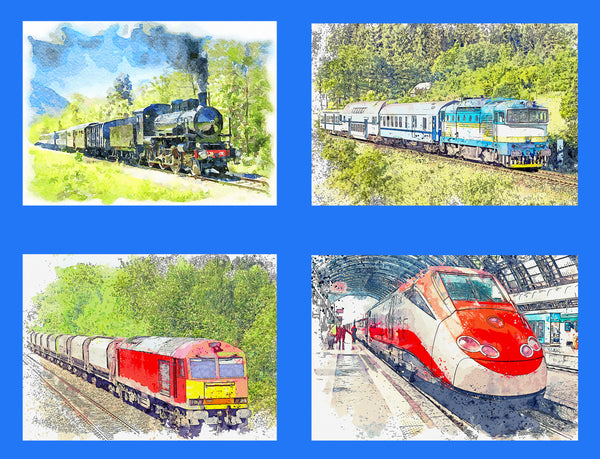 Train Fabric, Four trains Through the Ages, Cotton or Fleece 2188 ...